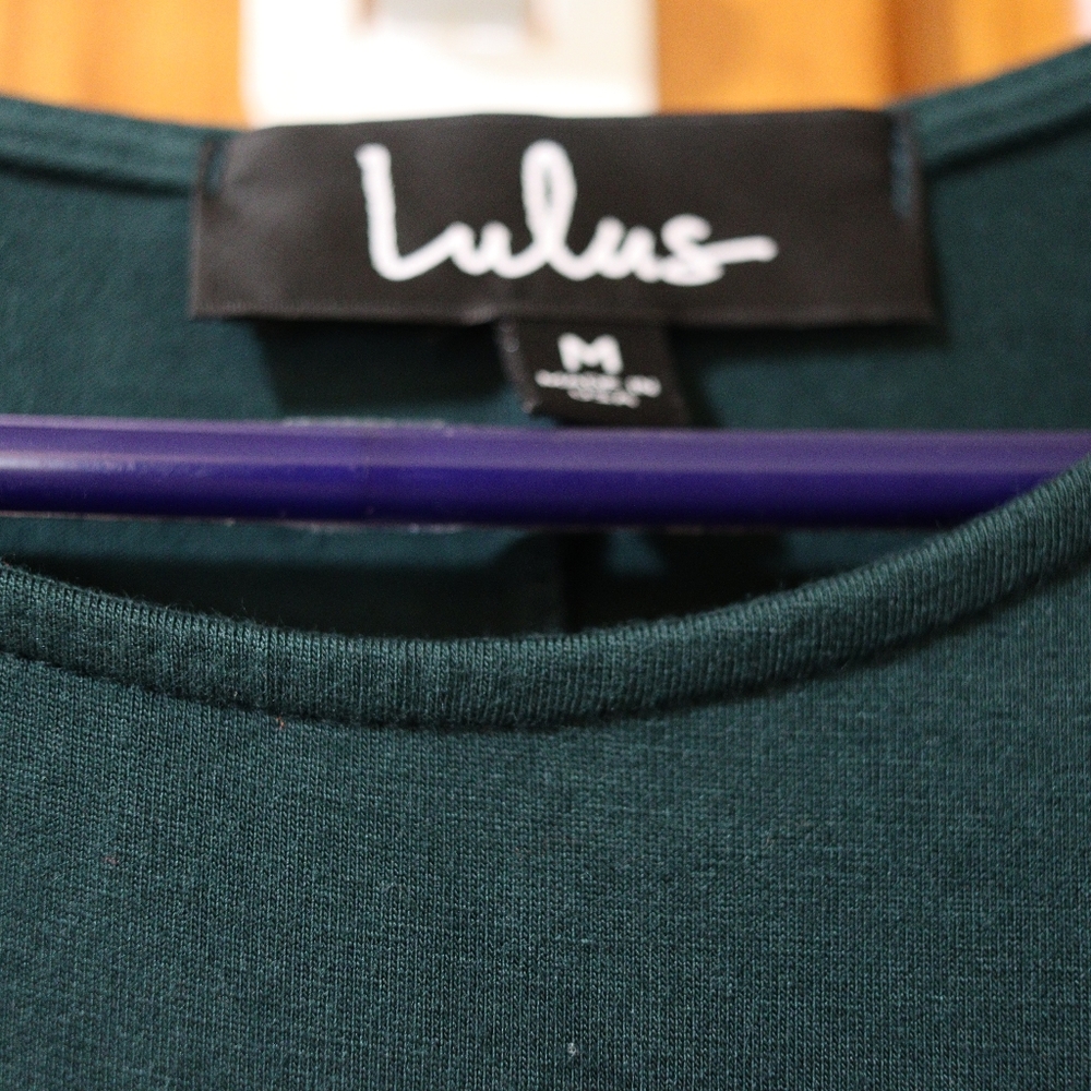 Lulu's Swept Away Forest Green Maxi Dress Knee High Slit Sexy Dress NWT Medium - Picture 12 of 14